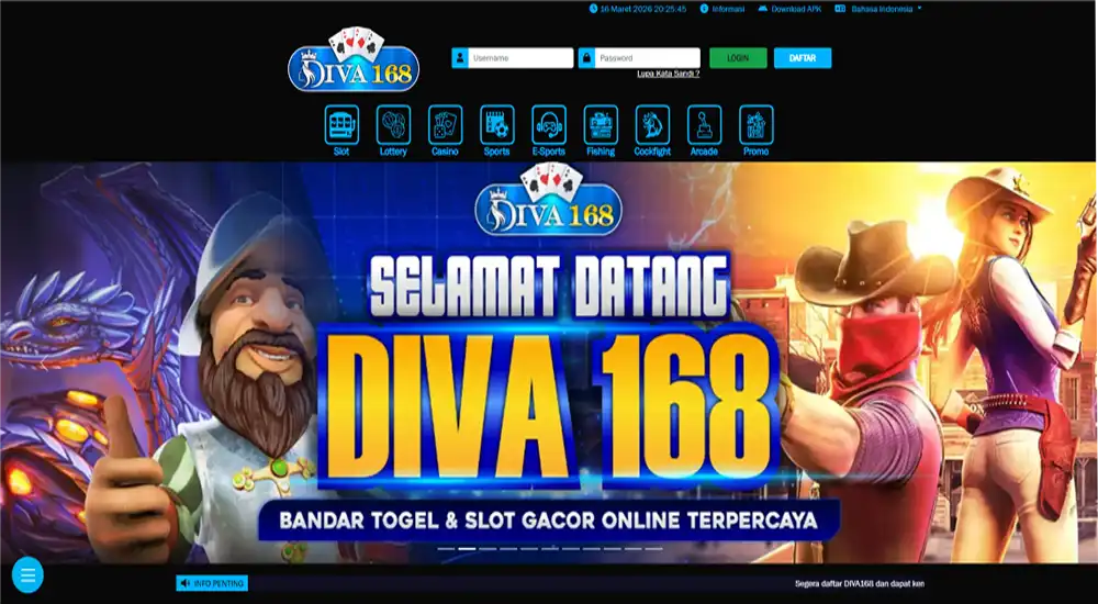 Tampilan web Diva168