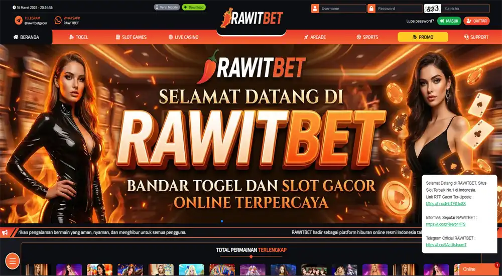 Tampilan web Rawitbet