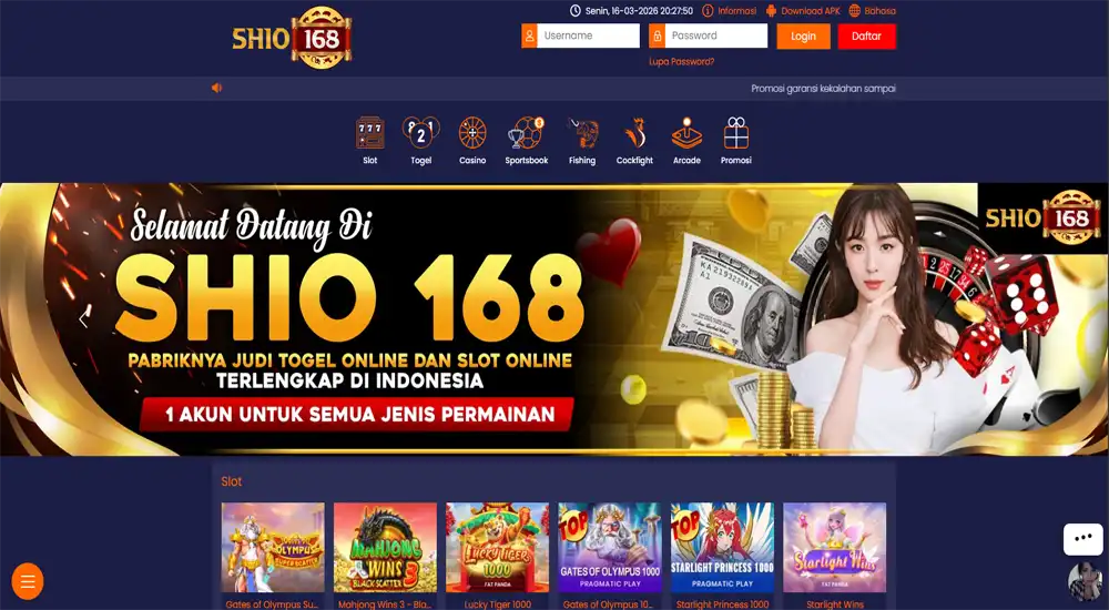 Tampilan web Shio168