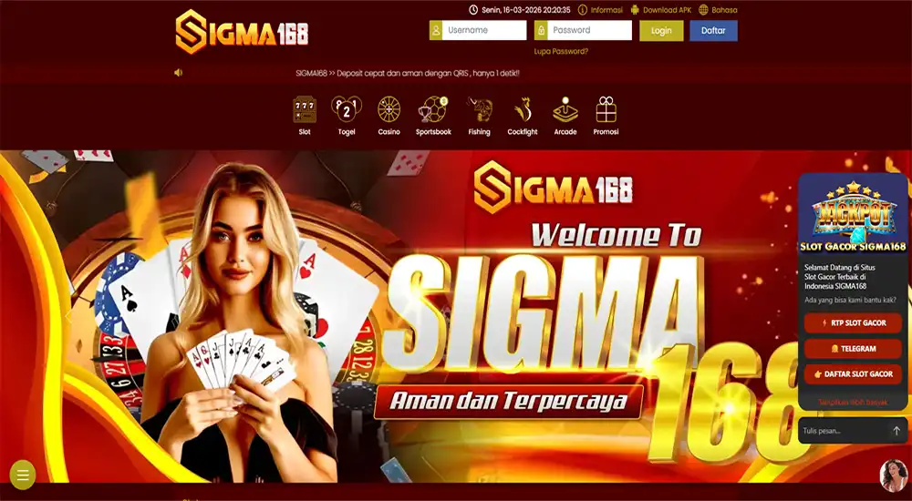 Tampilan web Sigma168